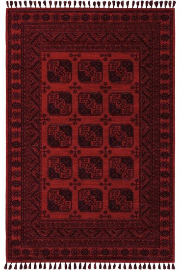 Atlas85 Red Black Oriental Bordered Indoor Rug