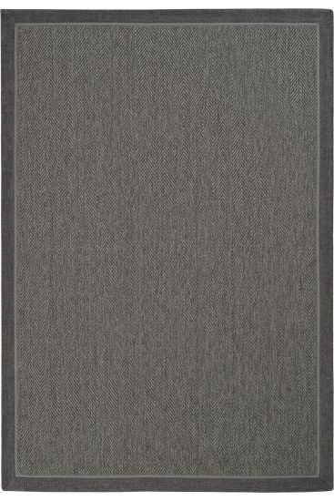 Sisal85 Patterned Bordered Charcoal Grey Outdoor Area Rug