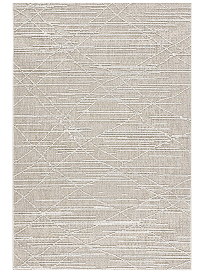 Albae Beige Cream Trellis Stripes Area Rug