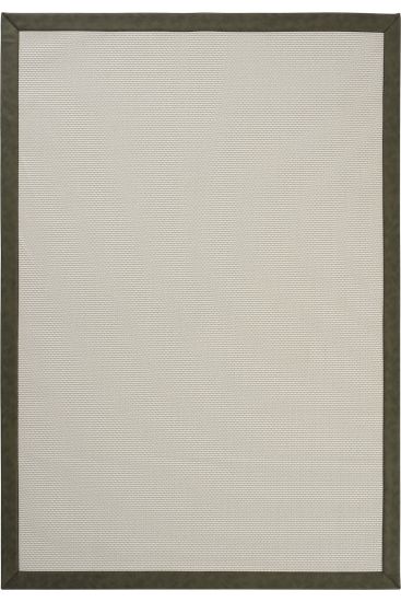Sisal85 Cream Green Plain Bordered Living Room Rug