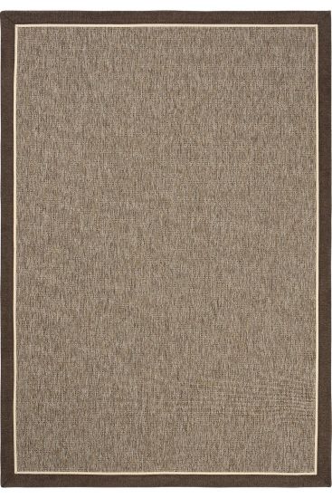 Sisal85 Brown Beige Plain Bordered Living Room Rug