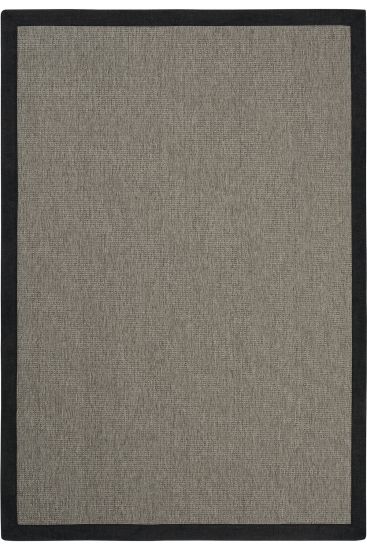 Sisal85 Plain Bordered Grey Black Living Room Rug