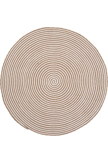 Luke85 Beige White Spiral Outdoor Area Rug