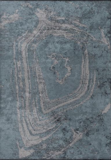 Threadbare Grey & Blue Abstract Living Room Rug