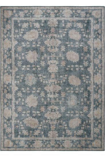 Private85 Blue Beige Oriental Bordered Indoor Rug