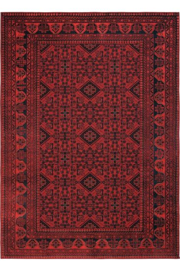 Private85 Red black Modern Oriental Bedroom Rug