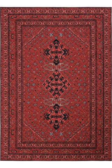 Private85 Red black Oriental Bordered Living Room Rug