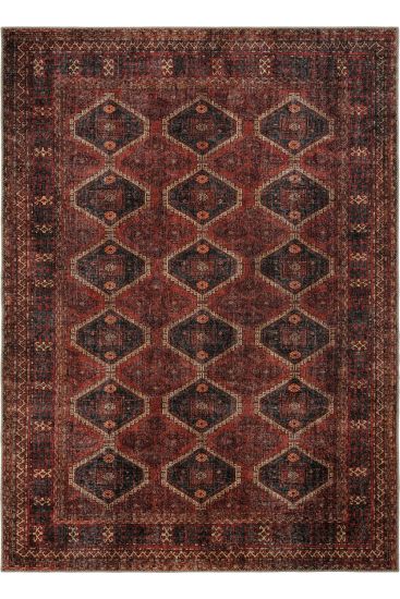 Private85 Modern Oriental Red black Bedroom Rug