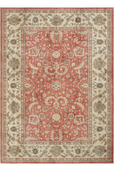 Private85 Pink Beige Oriental Bordered Indoor Rug