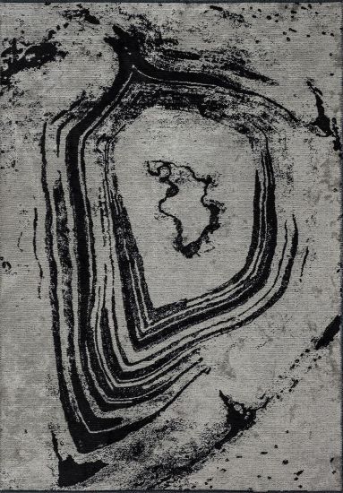 Threadbare Grey & Black Abstract Area Rug