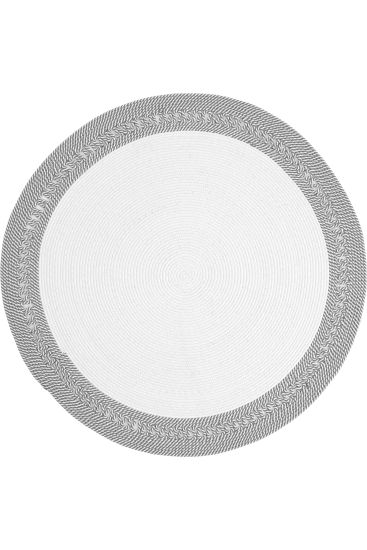 Luke85 Grey White Plain Bordered Area Rug