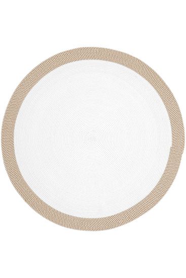 Luke85 Gold White Plain Bordered Bedroom Rug