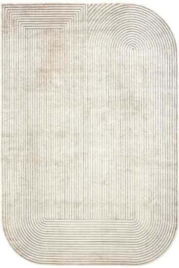 Design85 Beige Cream Geometric Bedroom Rug