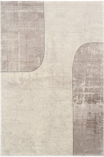 Design85 Cream Beige Modern Patterned Bedroom Rug