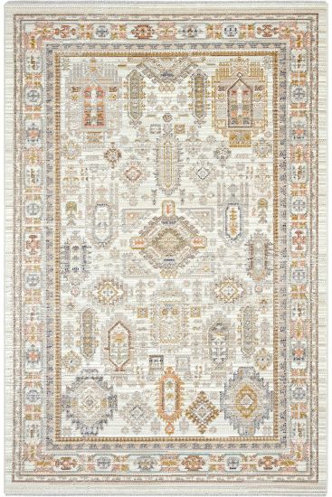Zaraf85 Cream Beige Oriental Bordered Living Room Rug
