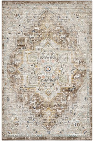 Zaraf85 Cream Beige Patterned Living Room Rug