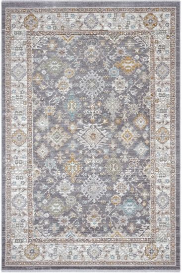 Zaraf85 Cream grey Oriental Bordered Bedroom Rug