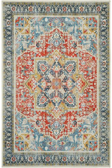 Beylerbeyi85 Multicolour Patterned Bordered Bedroom Rug
