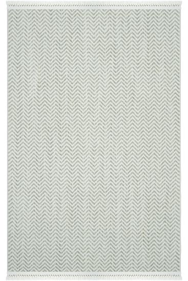 Olinda85 Cream Green Geometric Bedroom Rug