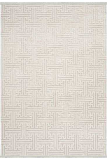 Lena85 Geometric Cream Bedroom Rug