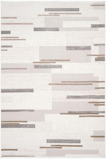 Lena85 Cream Beige Modern Patterned Living Room Rug