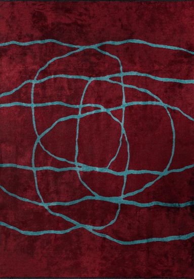 Ebb Red & Blue Abstract Living Room Rug