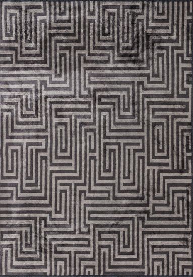 Cobblestone Grey & Brown Geometric Area Rug