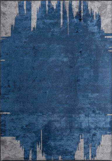 Hearthfire Blue & Grey Abstract Dining Room Rug