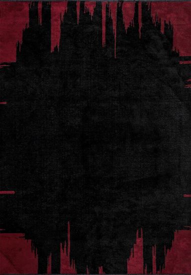 Hearthfire Black & Red Abstract Bedroom Rug