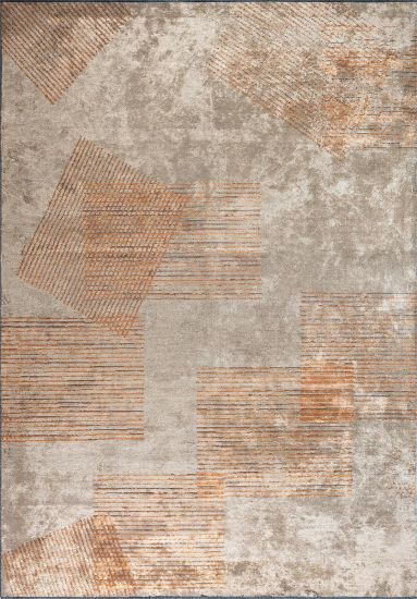Wicklow Grey & Orange Geometric Area Rug