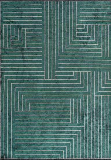 Cotswold Green & Grey Geometric Living Room Rug