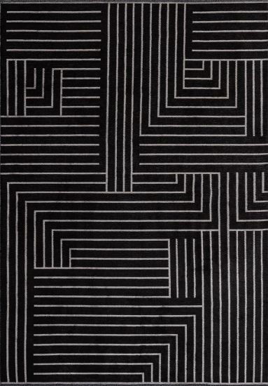 Cotswold Black & Grey Geometric Living Room Rug