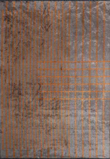 Hearthloom Geometric Grey & Orange Area Rug