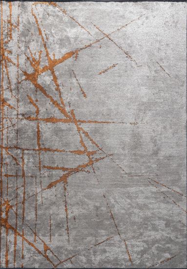 Shamrock Grey & Orange Abstract Modern Rug