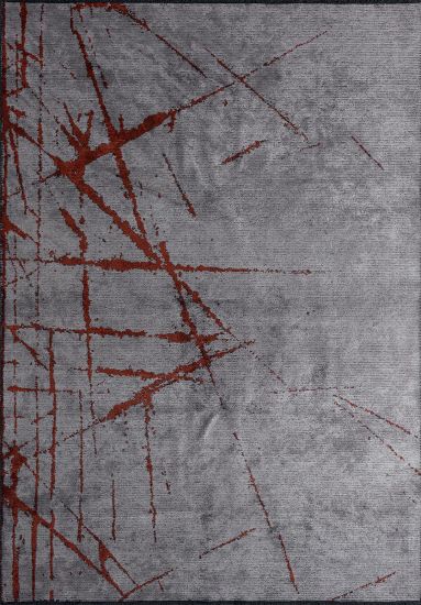 Shamrock Grey & Red Abstract Dining Room Rug