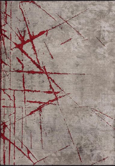 Grey & Red Shamrock Abstract Outdoor Rug