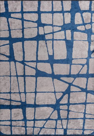 Whirlwind Grey & blue Abstract Bedroom Rug