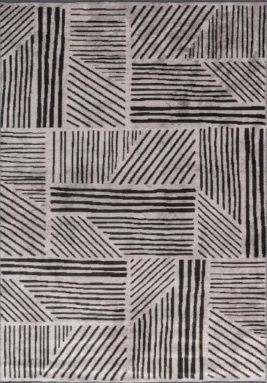 Whirlwinds Grey & Black Geometric Modern Rug