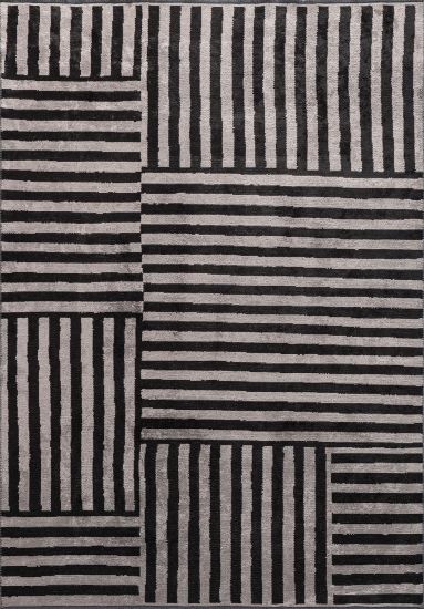 Whirly Grey & Black Geometric Outdoor Rug