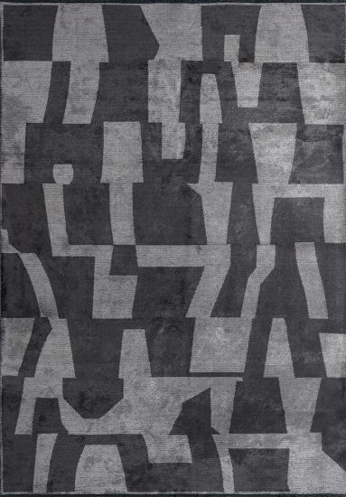 Vivacious Black & Grey Abstract Living Room Rug