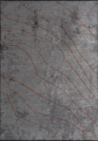 Curvy Grey & Brown Abstract Outdoor Rug