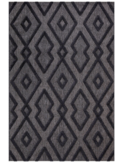 Silla Black Modern Patterned Living Room Rug
