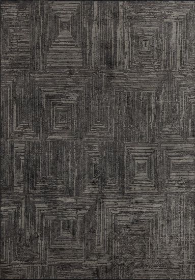 Glorious Black & Grey Geometric Living Room Rug