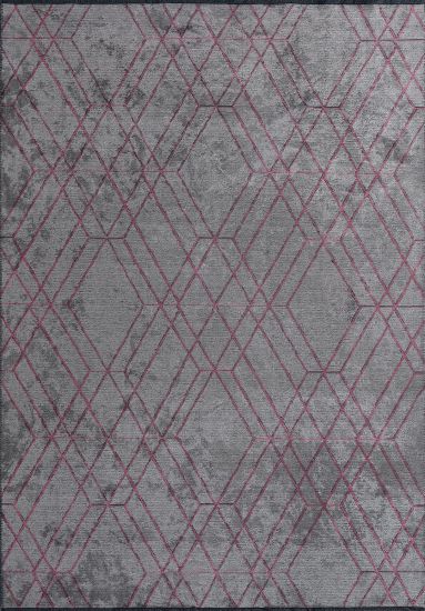 Glowing Grey & Pink Bedroom Geometric Rug