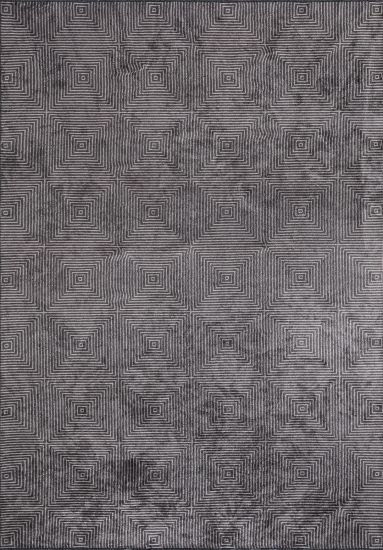 Glittery Grey Geometric Modern Area Rug
