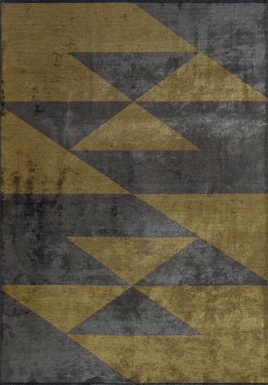 Echoing Grey & Yellow Geometric Bedroom Rug