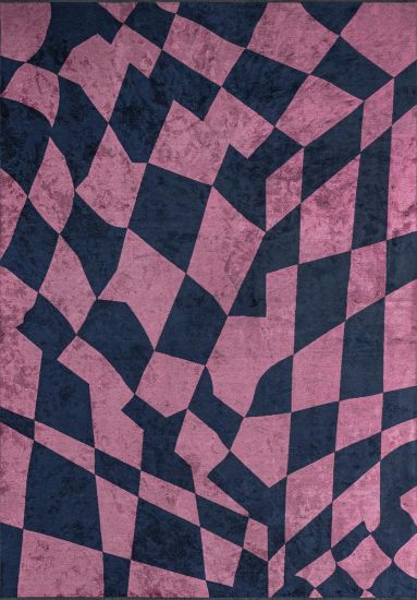 Blue & Pink Abstract Emanate Abstract Rug