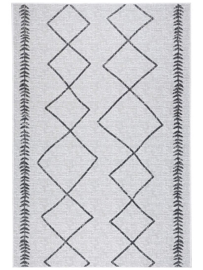 Fesco Grey Charcoal Kilim Geometric Outdoor Area Rug