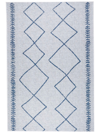 Fesco Grey Blue Kilim Geometric Outdoor Area Rug