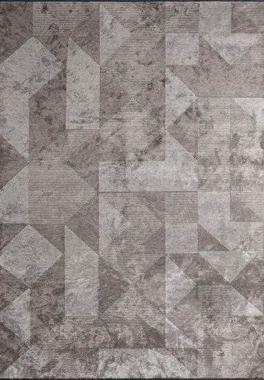 Geometric Brown & Grey Beaming Modern Rug
